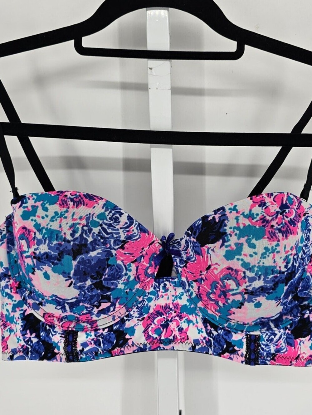 Body Frosting Womens Sz 36C Lightly Padded Demi Bra Purple Pink Floral